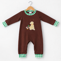Boys mallard dog hunting Brown long sleeve romper