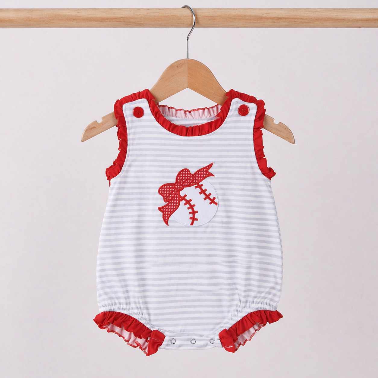 Girl’s Baseball Red Ruffle Bubble