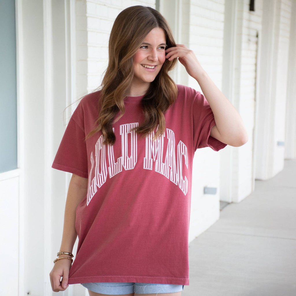 LM-STR-1000 Stripe Adult Crimson Comfort Colors Tee Lulu mac