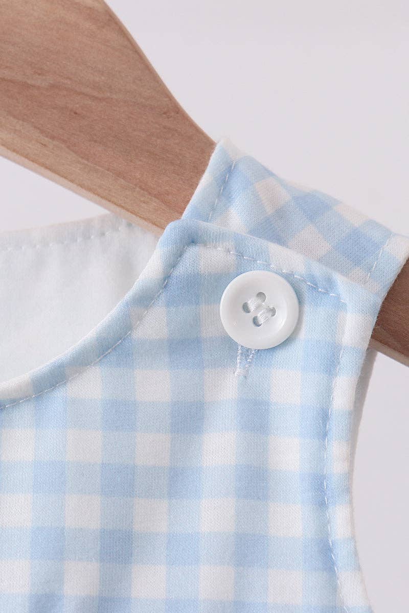 Boy’s Blue character embroidery gingham jonjon / Bubble