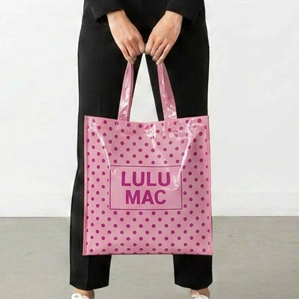 LM-BG-1004 REUSABLE TOTE-LIGHT PINK HOT PINK DOT Lulu mac
