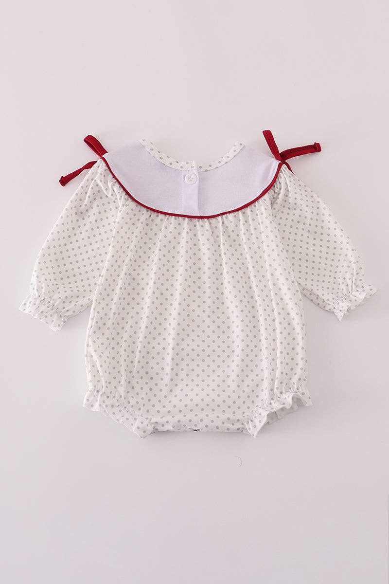 Girl’s Maroon Alabama embroidery dot bubble