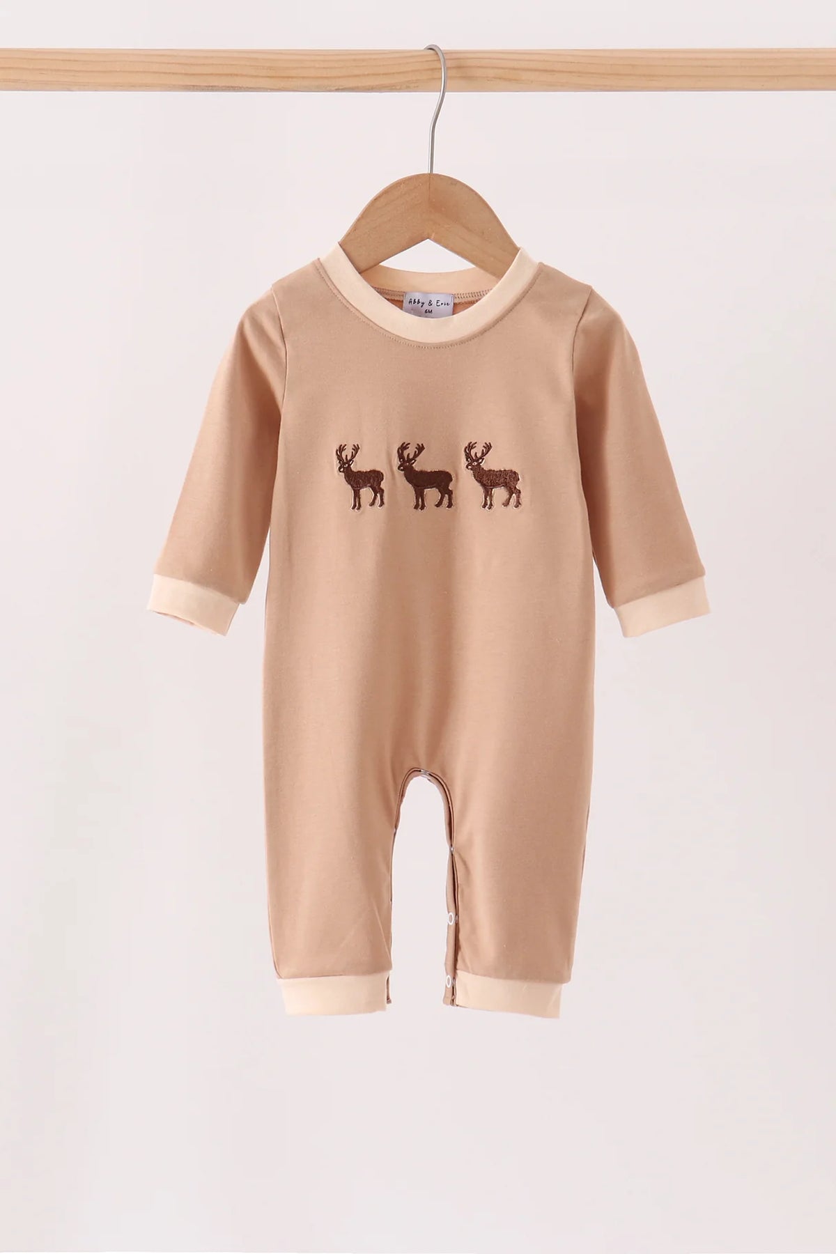 Brown deer embroidery romper Boy's Hunting