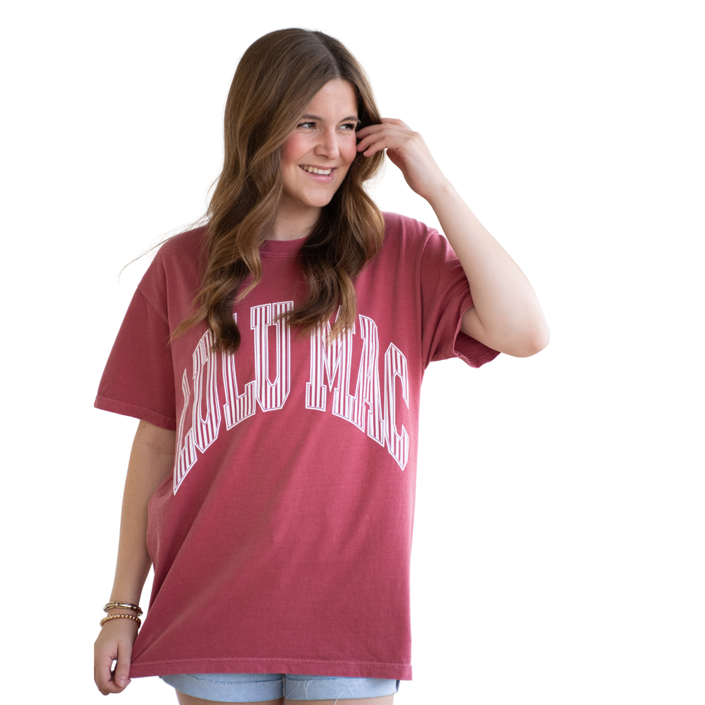 LM-STR-1000 Stripe Adult Crimson Comfort Colors Tee Lulu mac