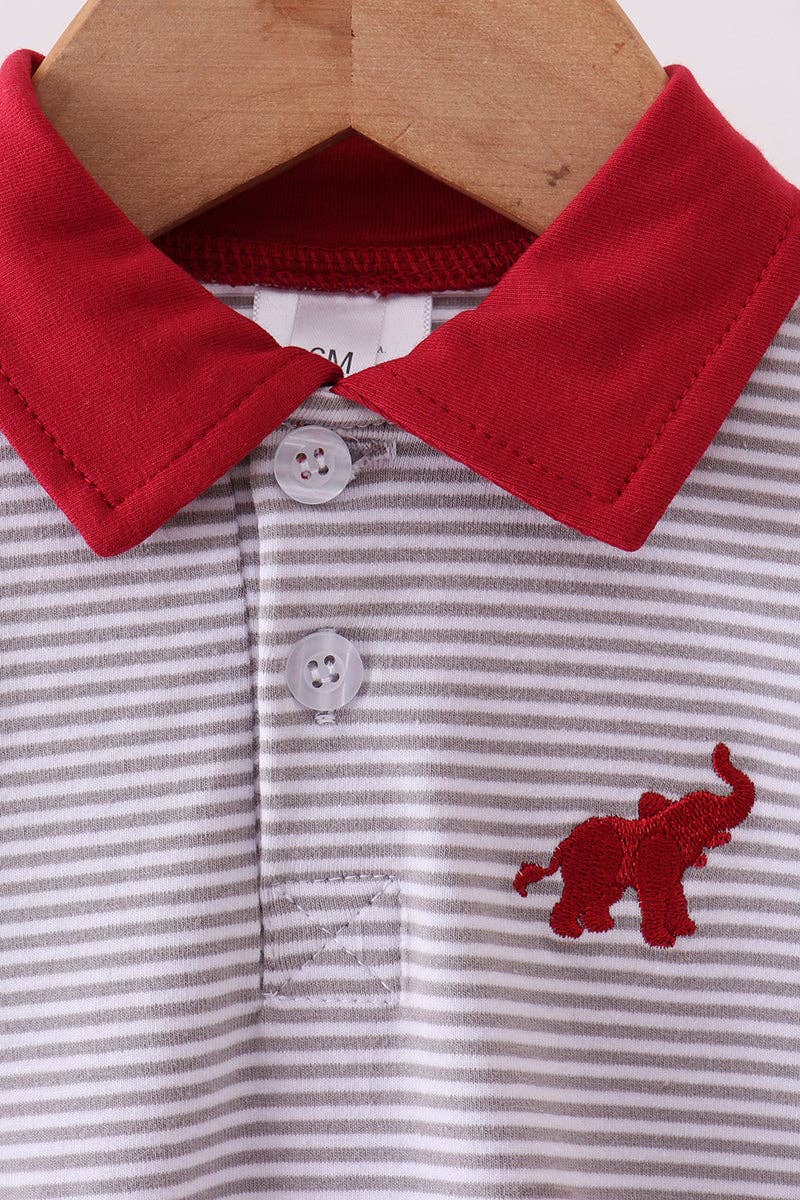 Boy’s Premium Maroon Alabama elephant embroidery stripe bubble