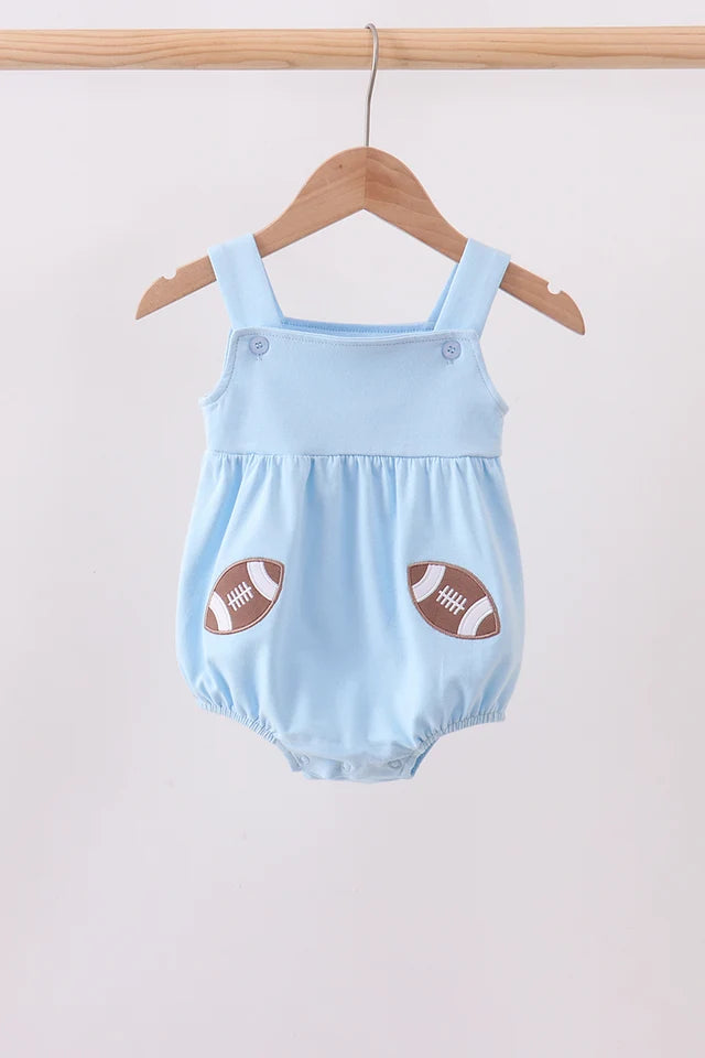 Blue football applique everyone has fun bubble Boy