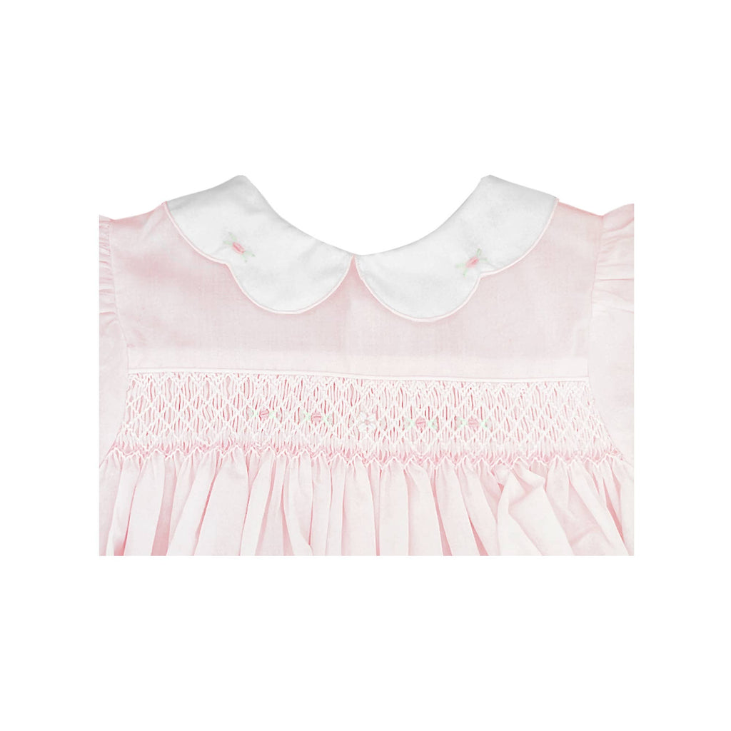 Girl's Hand Embroidered Smocked heirloom Bubble & Matching Hat