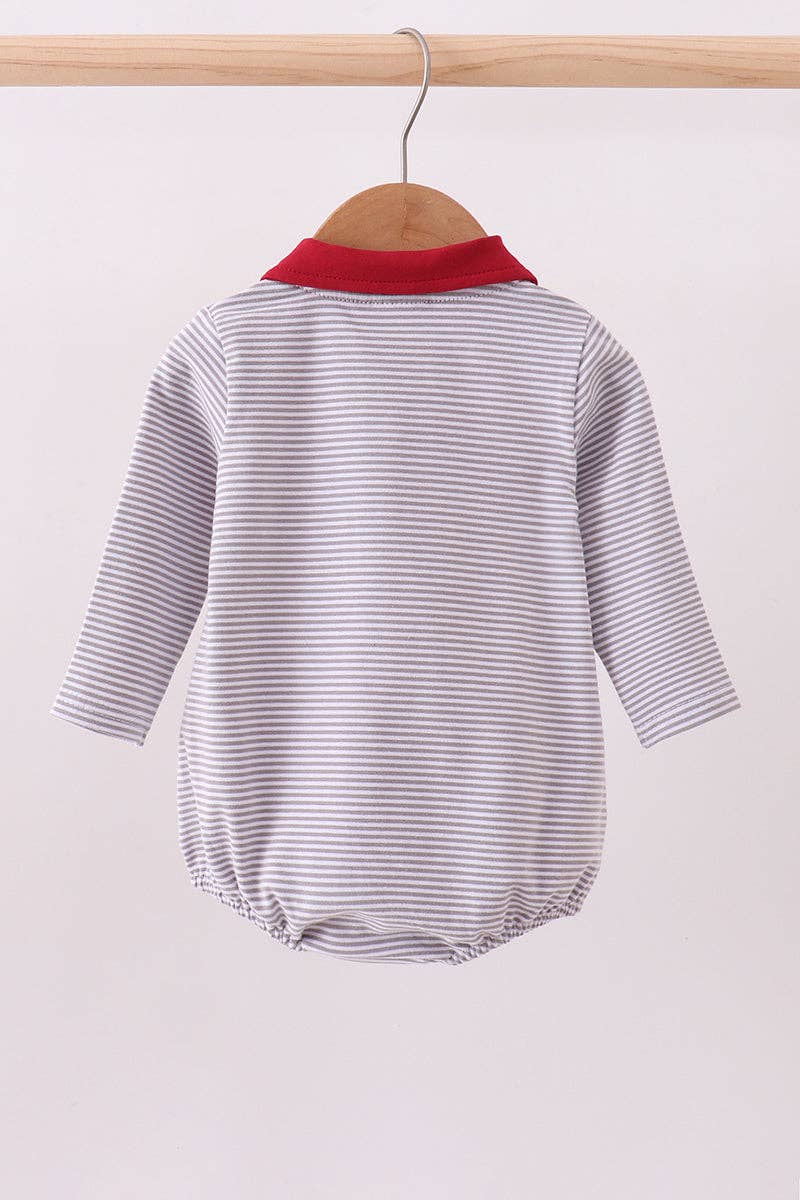 Boy’s Premium Maroon Alabama elephant embroidery stripe bubble