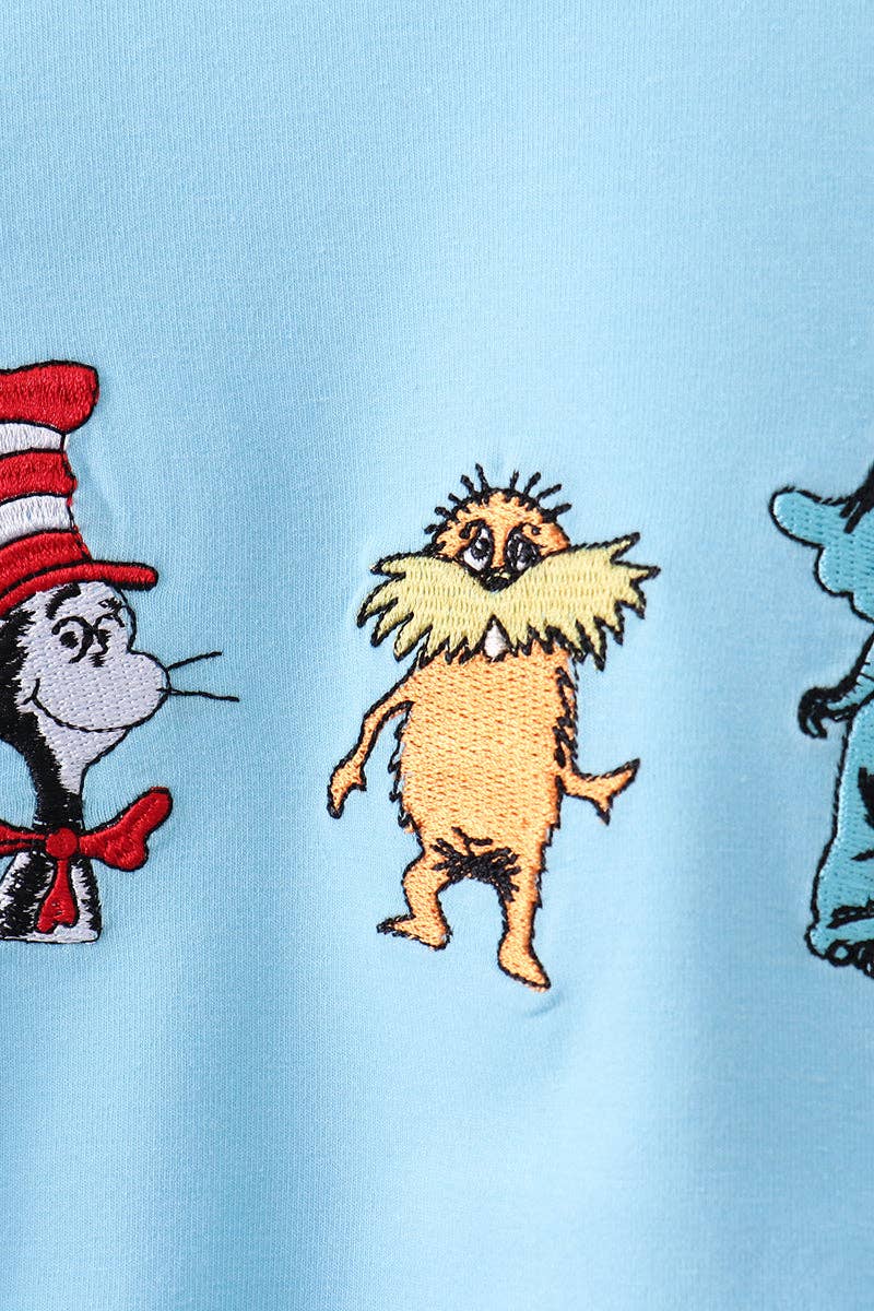 Blue character embroidery bubble Boy & Girl