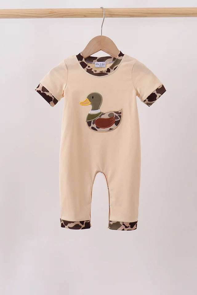 Camouflage duck applique Romper Boy's