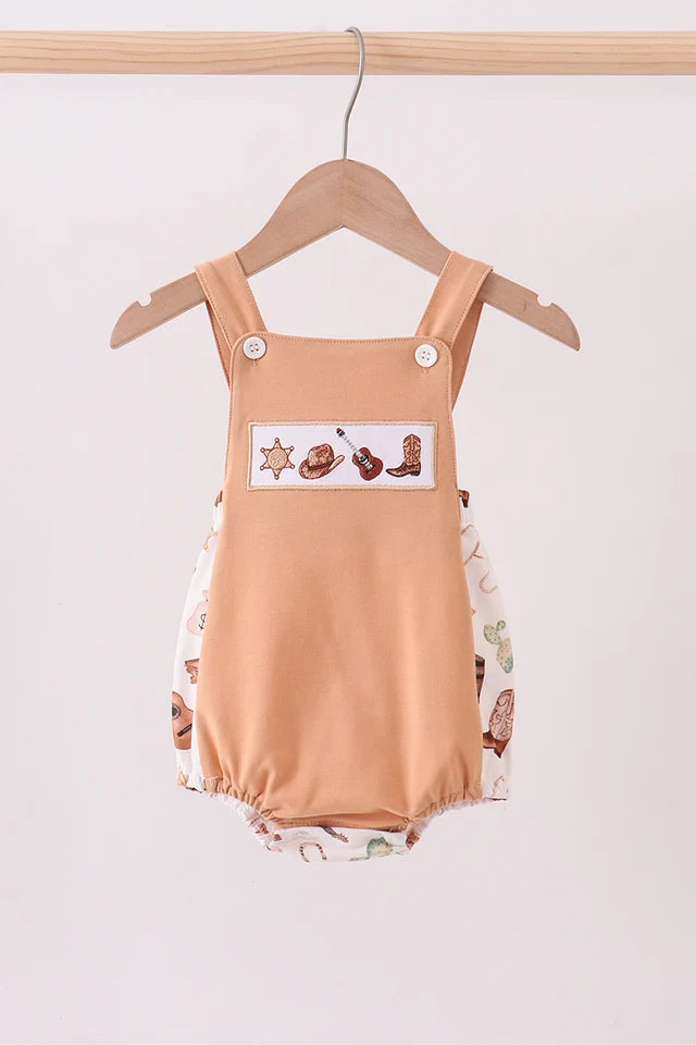 Brown Cowboy Western Embroidered Bubble Boy's