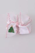 Christmas tree embroidery hair bow - 4.5 Inches