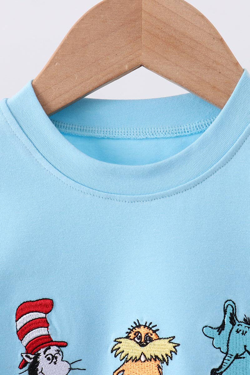 Blue character embroidery bubble Boy & Girl