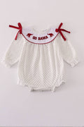 Girl’s Maroon Alabama embroidery dot bubble
