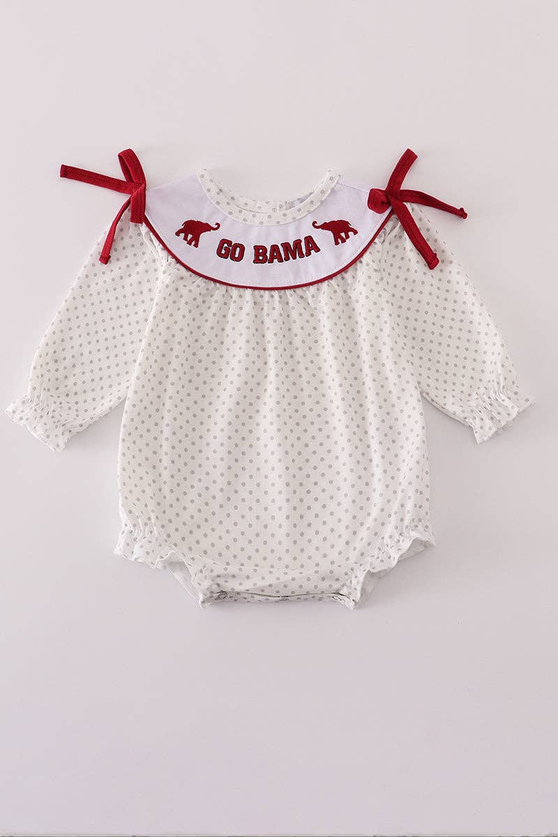 Girl’s Maroon Alabama embroidery dot bubble