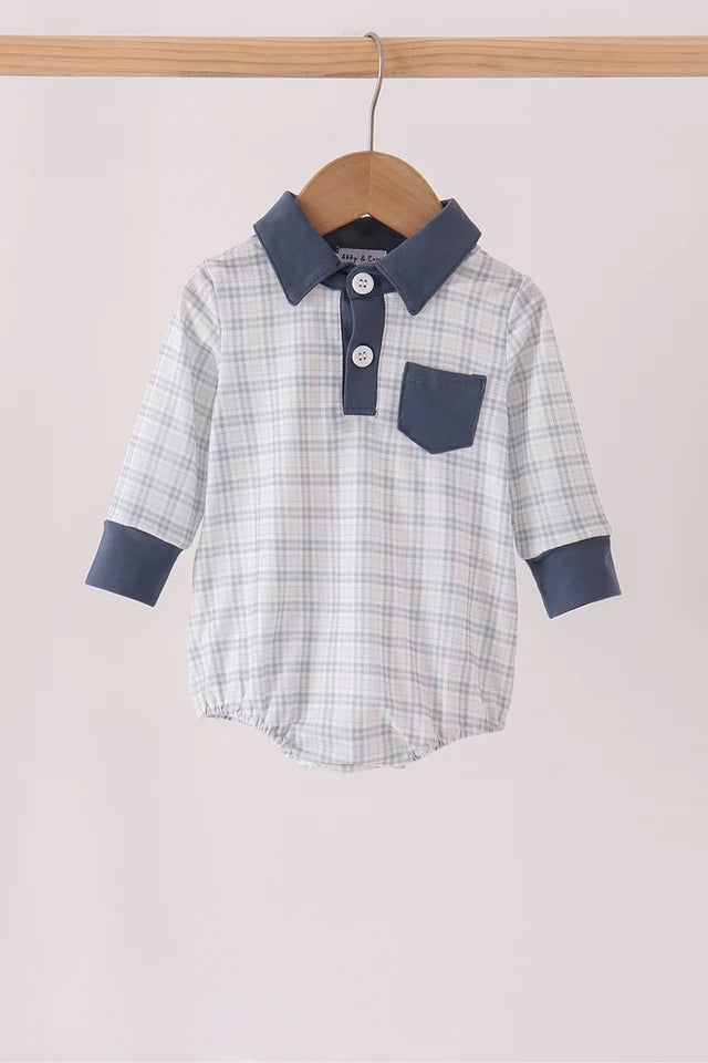 Teal pocket plaid bubble Boy's Longsleeve