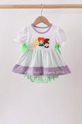 Purple Hocus pocus french knot ruffle bubble Girl