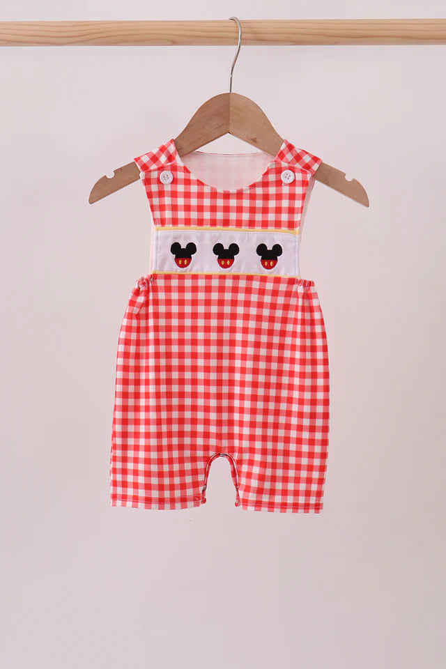 Boy's Plaid Mouse Character embroidered JonJon