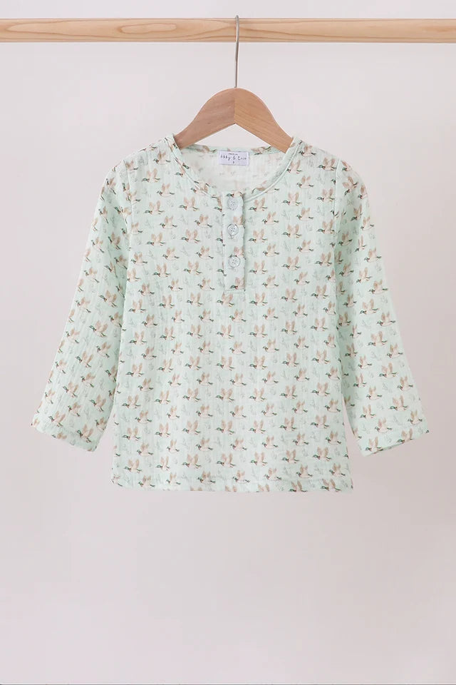 Premium duck print muslin top Boy's Mallard