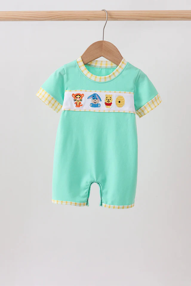 Boy's pooh bear embroidered character romper