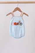 Blue Puppy Ball Embroidered Stripe Bubble Boy