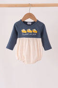 Navy sweet as pie embroidery gingham bubble Boy Thanksgiving